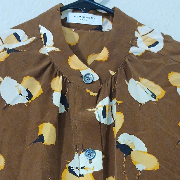 Equipment Floral Mini Dress in‎ Rust and Cream - Picture 4 of 11